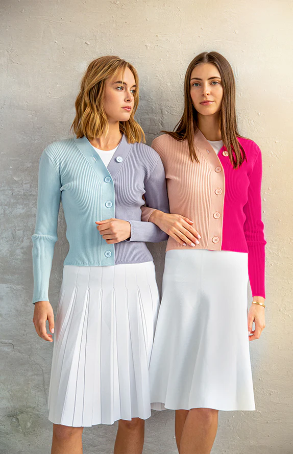 Blue Tonal Rib V Neck Sweater - Image 4